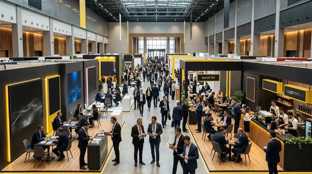 İstanbul franchise fuarı için modern fuar alanı görseli