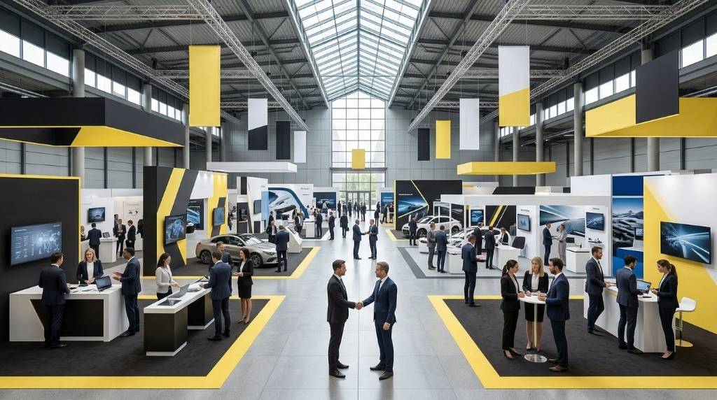 Fuar ne demek içeriği için modern fuar alanı görseli